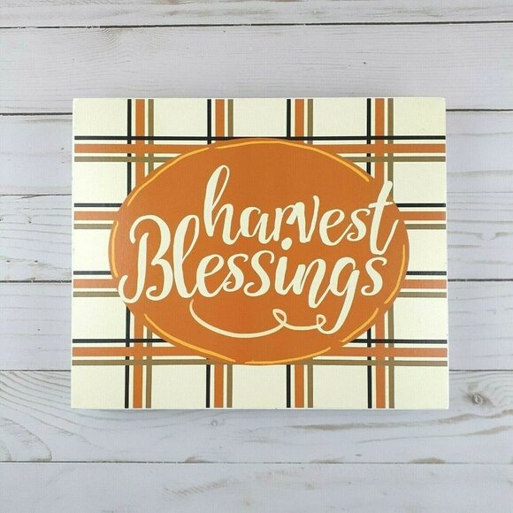 Other - Box Sign Shelf Sitter Fall Plaid Harvest Blessings Wall Hanger